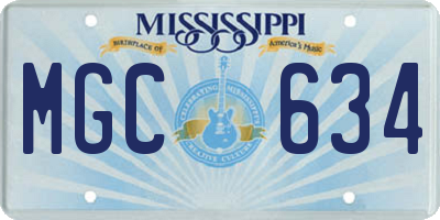 MS license plate MGC634