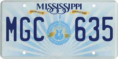 MS license plate MGC635