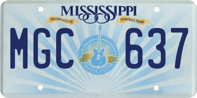 MS license plate MGC637