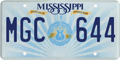 MS license plate MGC644