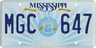 MS license plate MGC647