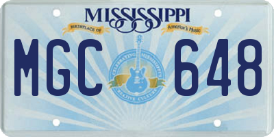 MS license plate MGC648