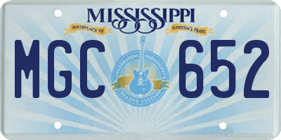 MS license plate MGC652