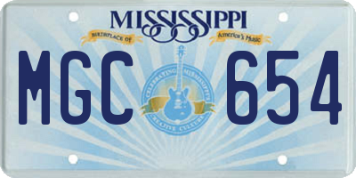 MS license plate MGC654
