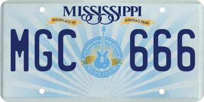MS license plate MGC666