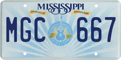 MS license plate MGC667