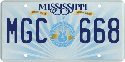 MS license plate MGC668