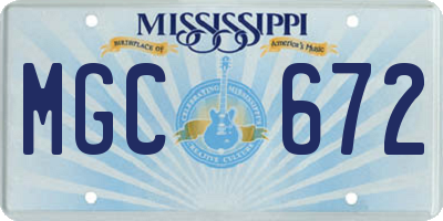 MS license plate MGC672