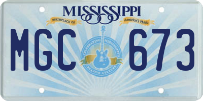 MS license plate MGC673