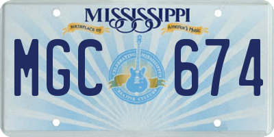 MS license plate MGC674