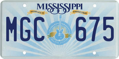 MS license plate MGC675