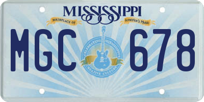 MS license plate MGC678