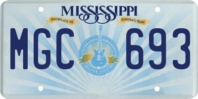 MS license plate MGC693