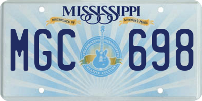 MS license plate MGC698