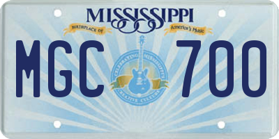 MS license plate MGC700