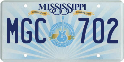 MS license plate MGC702