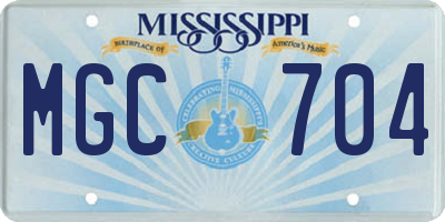MS license plate MGC704