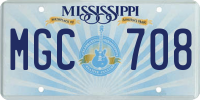 MS license plate MGC708