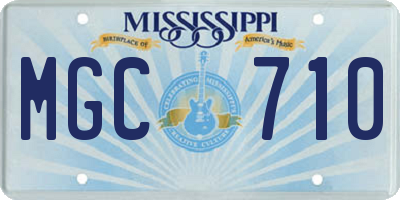 MS license plate MGC710