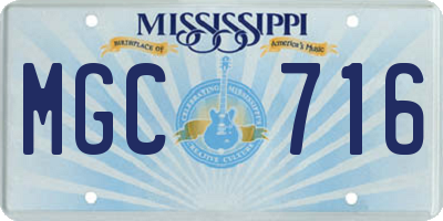 MS license plate MGC716
