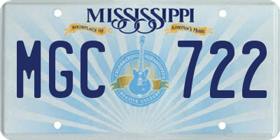 MS license plate MGC722
