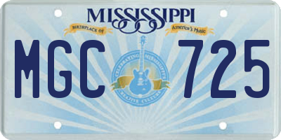 MS license plate MGC725