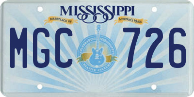 MS license plate MGC726