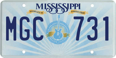 MS license plate MGC731