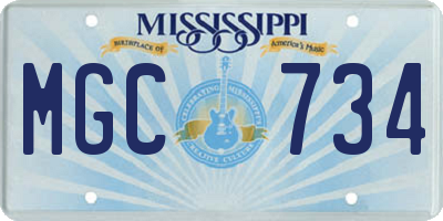 MS license plate MGC734