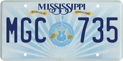 MS license plate MGC735