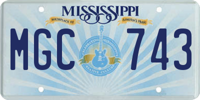 MS license plate MGC743