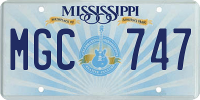 MS license plate MGC747