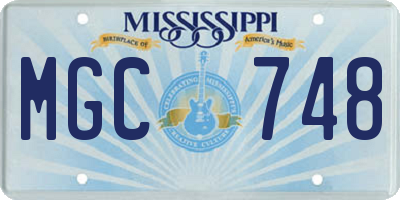 MS license plate MGC748