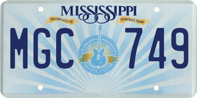 MS license plate MGC749