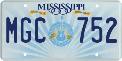 MS license plate MGC752