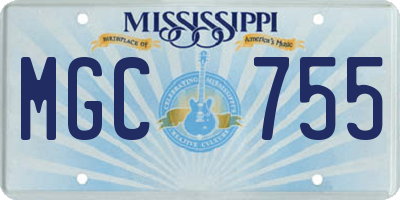 MS license plate MGC755