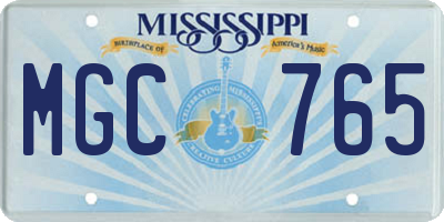 MS license plate MGC765