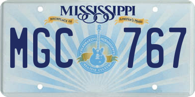 MS license plate MGC767