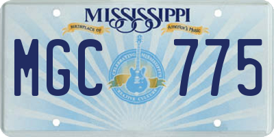 MS license plate MGC775