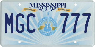 MS license plate MGC777