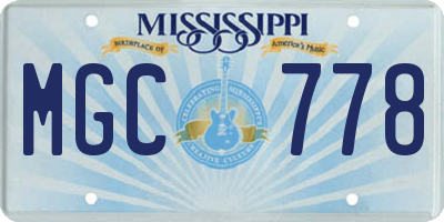 MS license plate MGC778