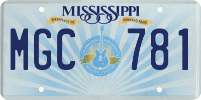 MS license plate MGC781