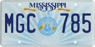 MS license plate MGC785