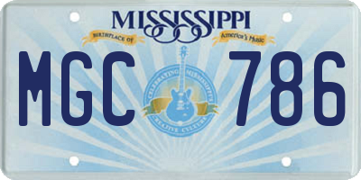 MS license plate MGC786