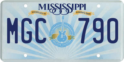 MS license plate MGC790