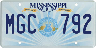 MS license plate MGC792