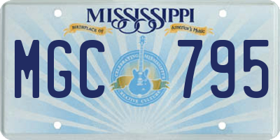 MS license plate MGC795