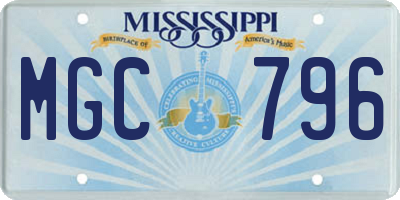 MS license plate MGC796