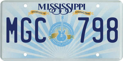 MS license plate MGC798