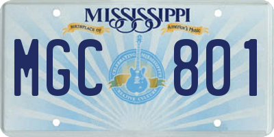 MS license plate MGC801